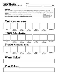 the color theory worksheet for students to help them understand what colors they are