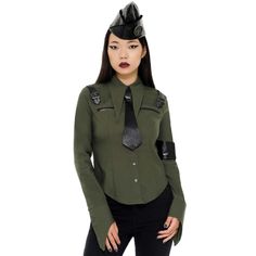 KILLSTAR Secret Mission Bluse in schwarz oder khaki Secret Mission, Women Wearing Ties, Gothic Fashion