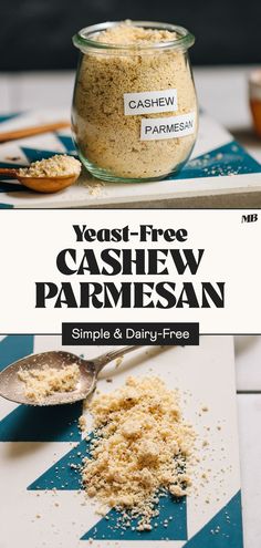 Our GO-TO dairy-free condiment: 5-MINUTE Cashew Parmesan "CHEESE"! This yeast-free recipes adds salty, savory flavor to everything from soups to pasta, pizza, garlic bread, or anywhere else you'd usually use parmesan cheese!