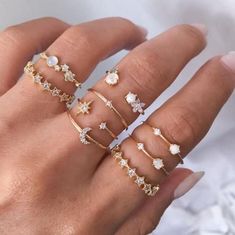 Cute Jewellery, Rings Aesthetic, Moon And Star Ring, Pretty Jewelry Necklaces, Gold Color Ring, Trendy Ring, Jewelry Accessories Ideas