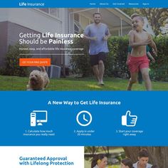 the homepage for life insurance, which is designed to look like it's being used