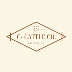 the c - cattle co logo is shown in brown and white, on a beige background