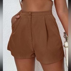 Shein Size Small Nwt In Packaging ( Doesn’t Come With Tags ) Brown Wise Leg Shorts Athletic Summer Outfits, Summer Outfits Athletic, Alt Summer Outfits, Streetwear Summer Outfits, Woman Streetwear, Vintage Summer Outfits, Summer Outfits Y2k, High Wasted Jeans, Summer Outfits Aesthetic