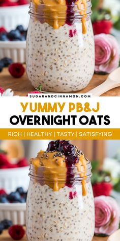 Discover the easiest way to enjoy PB&J flavors with this Overnight Oats recipe! 🥄 Packed with wholesome oats, creamy peanut butter, and a dollop of fruity jelly, this breakfast is quick to make, rich in nutrients, and oh-so-delicious. Perfect for meal preppers or anyone with a busy schedule, it’s a satisfying way to power through your mornings. 🏋️‍♀️ Customize with your favorite nut butter, jam, or toppings for a breakfast that’s truly yours. 🍓 Pin this now for a healthy breakfast idea.