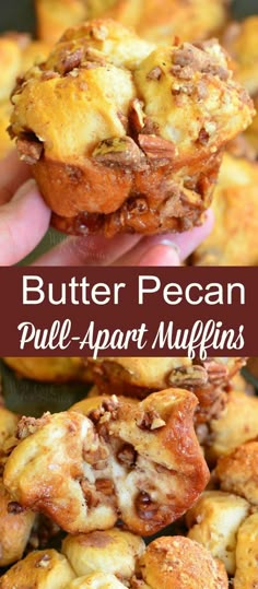 butter pecan pull apart muffins with text overlay