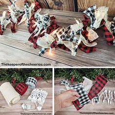 how to make a buffalo plaid christmas garland with twine lights and burlocks