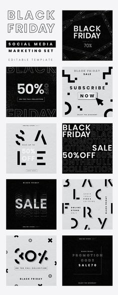 black friday sale banners with different font and numbers