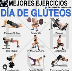 a poster showing different types of people doing squats and exercises for the body in spanish