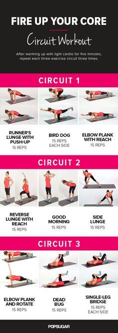 an image of a woman doing the fire up your core circuit workout with instructions on how to do it