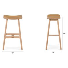 two stools are shown with measurements for each seat and the height is 25 inches