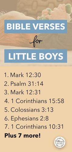 the bible verses for little boys with an image of a baby jesus on it