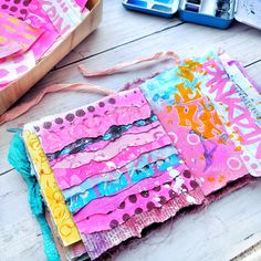 an altered book is sitting on the table