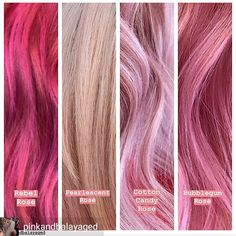 Shades Of Pink Hair, Rose Hair Color, Pink Hairstyles, Pink Hair Streaks, Rose Pink Hair, Pink Ombre Hair, Hair Streaks