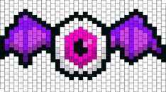 the pixel art is made up of squares and circles with pink, purple, and white colors