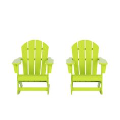 two green chairs sitting next to each other