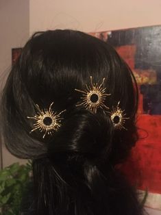 Bridal Hair Piece Gold Hair Pin Celestial Wedding Hair - Etsy UK Black And Gold Hair Accessories, Prom Hair Pins, Gold Hair Beads, Sun Theme Wedding, Hair Accessories Gold, Sun Hair Pin, Sun Hair Accessories, Celestial Hair Accessories, Gold Hair Jewelry