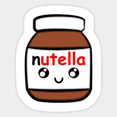 a jar of nutella with the word nutella on it's face and eyes