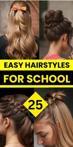 School Picture Hair Ideas, Easy Hairstyles For Girls With Long Hair, Super Easy Hairstyles To Do On Yourself, Easy School Picture Hairstyles, Easy Middle School Hairstyles, Picture Day Hairstyles For Teenagers, Medium Hair Styles For School, Middle School Picture Day Hairstyles, School Pictures Hairstyles