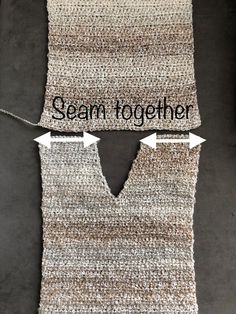 two pieces of knitted fabric with the words seam together