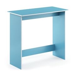 a blue desk with a white top