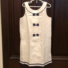 Nwt Janie & Jack White / Navy Summer Sailor Dress With Bow Accent. Light Marc Noted That Will Come Out In The Wash. Adorable With Hat Listed Separately. Comes From Smoke Free Home. Sleeveless Summer School Dress, White Summer Dress For School, Preppy Fitted White Dress, White Cotton School Dress, Sleeveless Cotton School Dress, White Cotton Dresses For School, White Sleeveless School Dress, White Sailor Cotton Dress, White Cotton Sailor Dress