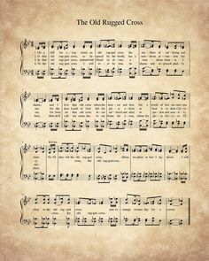 the old rugged cross sheet music art print