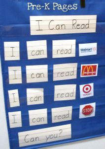 a bulletin board with words and pictures on it that say i can read, i can read