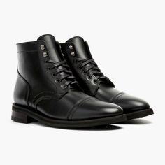 Men's Captain Lace-Up Boot In Black - Thursday Boot Company Thursday Boot Co, Thursday Boot Company, Mens Lace Up Boots, Thursday Boots, Cap Toe Boots, Boot Companies, Mens Boots Fashion, High Sneakers, Goodyear Welt