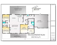 the richmond plan is shown in this floor plan