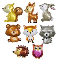 PRICES MAY VARY. 🎈【Package Information】：8 pieces of different jungle wildlife balloons. They are squirrel, deer, rabbit, bear, fox, raccoon, hedgehog and owl. 🎈【Material】：Made of high-quality aluminum foil, this woodland animal mylar balloon is durable, not easy to break, has a long service life, and can be reused. 🎈【Delicate and Cute】：Perfect for your safari animal or jungle safari theme birthday decoration, baby shower, anniversary party and many other occasions. They will make your party more exciting and memorable. 😇【Easy to use】: You can inflate the round balloon with a straw or an air pump, the balloon will not float when filled with air, but will float when filled with helium (recommended to inflate up to 80%). Then place it anywhere in the party to accentuate your party theme. Forest Theme Party, Jungle Balloons, Woodland Party Theme, Animal Balloons, Woodland Bunny, Woodland Baby Shower Decorations, Fox Squirrel, Baby Shower Woodland Theme, Woodland Birthday