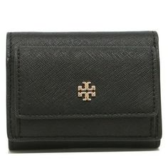 The Tory Burch Emerson Saffiano Leather Micro Wallet is a compact essential for your everyday carry. Crafted from durable saffiano leather, it features a convenient snap closure. Inside, you'll find one billfold pocket and three credit card slots, while the exterior offers a snap coin pocket. With its compact size and functional design, it's perfect for on-the-go use. Size: 4"L x 3"H x 1.75"D.  Color: Black.  Gender: female.  Age Group: adult. Leather Waist Bag, Black Leather Top, Leather Trifold Wallet, Pink Monogram, Card Case Wallet, Leather Coin Purse, Leather Bifold Wallet, Black Chain, Zipper Wallet