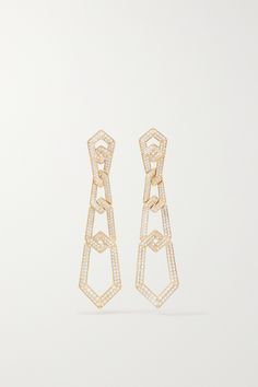 David Yurman's 'Carlyle' earrings are inspired by Art Deco architecture and "the bold elegance" of the Jazz Age. Expertly crafted from 18-karat gold, they have angular linked drops pavé-set with two rows of glistening diamonds. Formal Designer Diamond Earrings In Yellow Gold, Designer Yellow Gold Diamond Earrings For Formal Occasions, Formal Designer Yellow Gold Diamond Earrings, Luxury 14k Gold Diamond Earrings, Luxury 14k Gold Diamond Earrings With Elegant Design, Luxury Diamond Earrings With Elegant Design In 14k Gold, David Yurman Jewelry, Art Deco Brooch, Gold Diamond Earrings