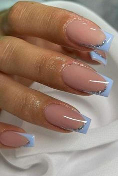 Graduation Nails, Blue Acrylic Nails, Easy Nails, French Tip Acrylic Nails, Work Nails, Nail Stuff, Classy Acrylic Nails