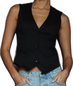 Elegant Fitted Black Vest, Fitted Elegant Black Vest, Classic Fitted Black Sweater Vest, Classic Black Office Vest, Fitted Black Classic Sweater Vest, Black Fitted Classic Sweater Vest, Elegant Tank Top For Fall, Classic Sleeveless Sweater Vest For Formal Occasions, Black Notch Lapel Vest For Fall