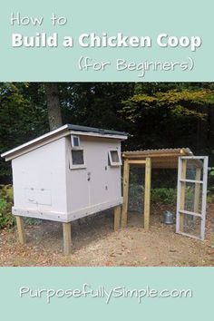 a chicken coop for beginners with the words how to build a chicken coop for beginners