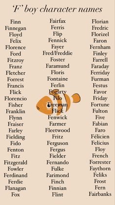 Boy character names beginning in the letter ‘F’. Name Ideas For Ocs Male, R Male Names, F Names For Boys, M Male Names, Best Character Names Male, Fantasy Last Names Male, Male Book Characters Names, Male Names With Nicknames