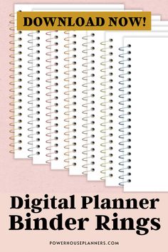 the digital planner binder rings are lined up and ready to be used in any project