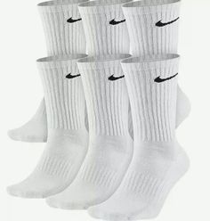 Size MEDIUM White NIKE Everyday Cotton Crew Socks 6 Pairs Dri Fit. Condition is New with tags. Shipped with USPS Ground Advantage. Hollister Shirts, Nike Socks, Gym Essentials, Sock Game, Nike Soccer, White Nike, Athletic Socks, Athletic Wear, White Nikes