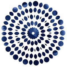 a blue and white circular design with circles in the center, on a white background