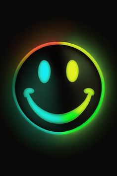 an illuminated smiley face in the dark