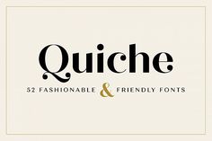 the quiche font and numbers are shown in black on a white background with gold trim