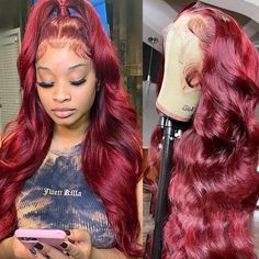 PRICES MAY VARY. ❤ 【99J Burgundy Lace Front Wigs Human Hair Material】: 100% Unprocessed Brazilian Virgin Human Hair Lace Front Wigs. Virgin Hair Cut from Young Donor Directly. Chemical-Free. Soft and Healthy, No Shedding, No Tangle, Wine Red Colored, Lasting Durability. ❤ 【200 Density HD Transparent Lace Front Wigs Human Hair Lace Size】: 13x4 HD Transparent Swiss Lace Frontal Wigs Human Hair, Bigger Than 13x4 Lace Front Wig, More Invisible Breathable & Comfortable. Longer Pre Plucked Natural Hai Smell Hair, Remy Hair Wigs, Lace Front Wigs Human Hair, Red Wigs, Wigs Human Hair, Colored Wigs, Burgundy Lace, Body Wave Wig, Body Wave Hair