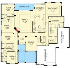 the floor plan for this house is very large and has two master suites on each side