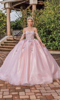 Blush pink a-line quinceanera ball gown with off the shoulder straps and sweetheart neckline. Pink Quinceanera Gown With Sweetheart Neckline, Pink Sweetheart Neckline Gown For Quinceanera, Pink Quinceanera Dress With Sweetheart Neckline For Sweet 16, Sweet 16 Quinceanera Dress With Sweetheart Neckline, Strapless Quinceanera Dress For Sweet 16 Prom Season, Elegant Strapless Quinceanera Dress For Sweet 16, Pink Gown With Sweetheart Neckline For Debutante Ball, Pink Quinceanera Dress With Fitted Bodice For Sweet 16, Pink Ball Gown With Sweetheart Neckline For Quinceanera