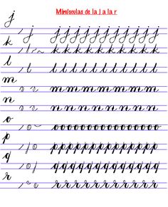 the upper and lower case of an english cursive writing practice book with handwritten letters