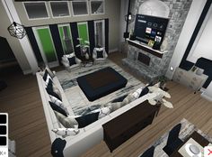 Roblox House Decoration Ideas, Bloxburg Home Cinema, Blockburg Interior Ideas, Blox Burg Layouts, Bloxburg Back Porch Ideas, Blocksburg House Decoration Ideas, Bloxburg Kitchen Black Family, Big Bloxburg Living Room Ideas, High Ceiling Living Room Bloxburg