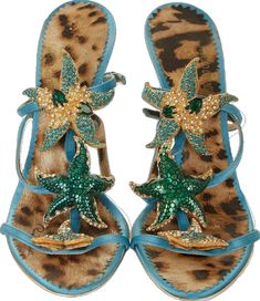 Roberto Cavalli Shoes, Dr Shoes, Teal Leather, Strappy Sandals Heels