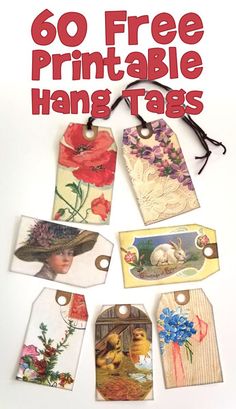 there are many tags that have been made to look like flowers and birds on them