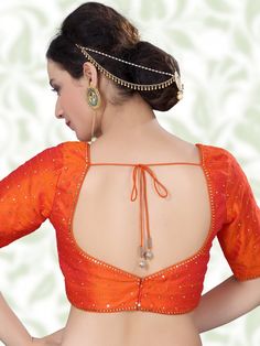 Orange Blouse Designs, Low Neck Blouse Designs, Normal Blouse Designs, Normal Blouse, Blouse Designs Aari Work, Casual Blouse Designs, Blouse Maggam Work, Latest Blouse Designs