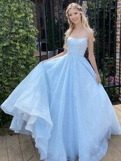 Blue Formal Dresses Long, Light Blue Dress Formal, Cinderella Gown, Tulle Formal Dress, Prom Dress Blue, Blue Dress Formal, Blue Evening Dresses, Blue Tulle, A Line Prom Dresses